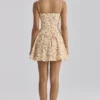Dolly Warm Rose Print Cotton Flared Mini Sommerkjoler