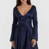 Dominique Navy Plunge minikjole