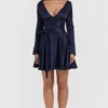 Dominique Navy Plunge minikjole