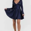Dominique Navy Plunge minikjole