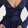 Dominique Navy Plunge minikjole