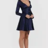 Dominique Navy Plunge minikjole