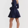 Dominique Navy Plunge minikjole