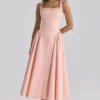 Dorothy Peach Cotton Midi Sommerkjoler