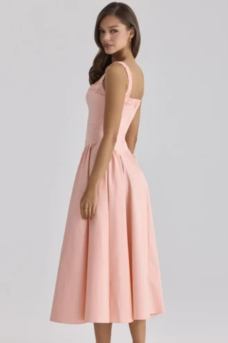 Dorothy Peach Cotton Midi Sommerkjoler