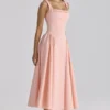 Dorothy Peach Cotton Midi Sommerkjoler