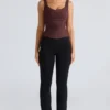 Drape Neck Chocolate Korsetter Top