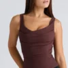Drape Neck Chocolate Korsetter Top