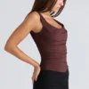 Drape Neck Chocolate Korsetter Top