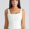 Drape Neck Ivory Korsetter Top