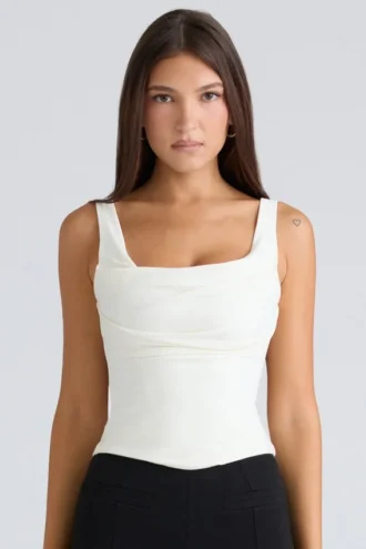 Drape Neck Ivory Korsetter Top