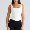 Drape Neck Ivory Korsetter Top