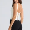Drape Neck Ivory Korsetter Top