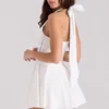 Eleanor hvit bomulls-playsuit med halterneck