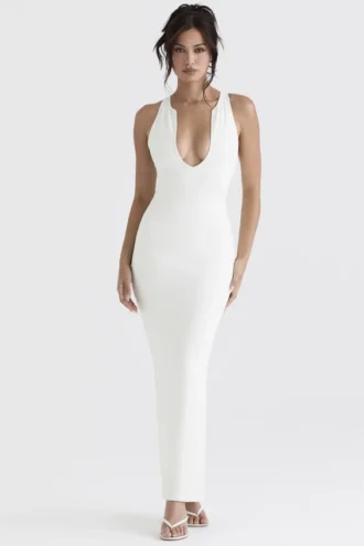 Eleanora Ivory Plunge Maxi Kjol