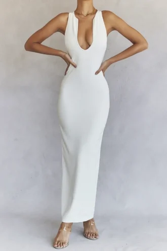 Eleanora Ivory Plunge Maxi Kjol