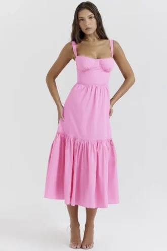 Elia French Pink Midi Sommerkjoler
