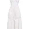 Elia hvit midi-sommerkjol med broderie anglaise