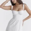 Elia hvit midi-sommerkjol med broderie anglaise