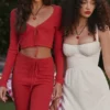 Perla Cherry ribbestrikket topp