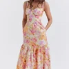 Elia Ivory Floral Midi Sommerkjoler