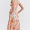 Elia Ivory Floral Midi Sommerkjoler