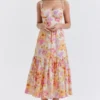 Elia Ivory Floral Midi Sommerkjoler
