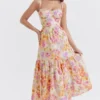 Elia Ivory Floral Midi Sommerkjoler