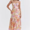 Elia Ivory Floral Midi Sommerkjoler