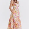 Elia Ivory Floral Midi Sommerkjoler