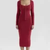 Eliane rød bodycon-midiskjørt