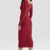 Eliane rød bodycon-midiskjørt