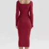 Eliane rød bodycon-midiskjørt