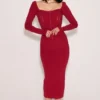 Eliane rød bodycon-midiskjørt