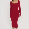 Eliane rød bodycon-midiskjørt