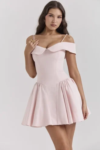 Elida Ballerina rosa minikjole med bare skuldre