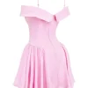 Elida Cotton Candy Twill Off Shoulder Mini Kjoler