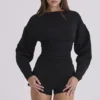 Elisetta svart crepe-playsuit