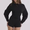 Elisetta svart crepe-playsuit