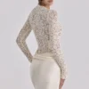 Ellie Vintage elfenbensfarget Bodys med lange ermer og blonder