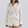 Eman hvite bomullsshorts med broderie anglaise