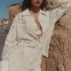 Eman hvite bomullsshorts med broderie anglaise