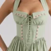 Emilia Sage midikjole i stretchbomull med halterneck
