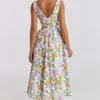 Emmelina hvit vintage rose-print bomullskorsetter-sommerkjoler