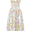 Emmelina hvit vintage rose-print bomullskorsetter-sommerkjoler