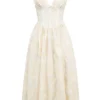Emmelina Vintage elfenbensfarget blomsterbrodert korsetter-sommerkjoler