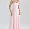 Esme Blush Pink Lurex Chiffon Maxi Kjoler