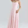 Esme Blush Pink Lurex Chiffon Maxi Kjoler