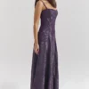 Esme Grape Lurex Chiffon Maxi Kjoler