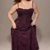 Esme Grape Lurex Chiffon Maxi Kjoler